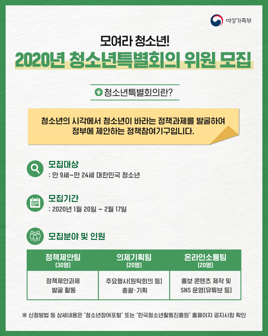 ¡¸2020³â û¼Ò³âƯº°È¸ÀÇ Ã»¼Ò³â À§¿ø(¼±¹ßÁ÷) ¸ðÁý °ø°í¡¹ ¾È³»